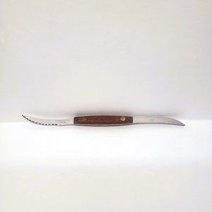 Squirtless Grapefruit Knife Double Stainless Steel Blade Wood Handle Vtg Japan